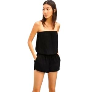 NEW! ARITZIA | Sunday BEST • Black Strapless Romper Shorts With Pockets Size XXS